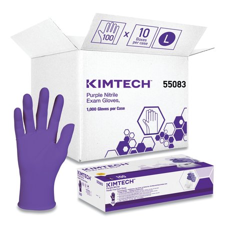 Kimberly-Clark Professional Purple Nitrile, Nitrile Exam Gloves, 6 mil Palm, Nitrile, Powder-Free, L, 1000 PK, Purple 55083